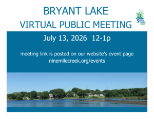post card with the details of the Bryant Lake public meeting and a picture of Bryant Lake