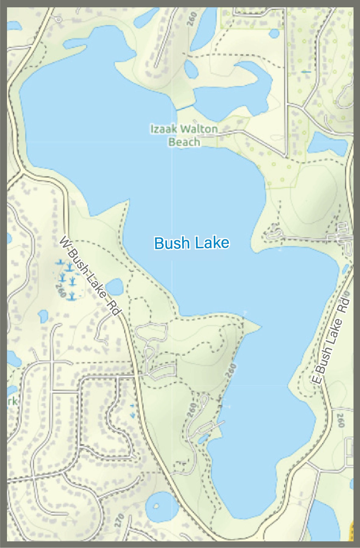 Road map of Bush Lake