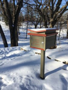 Little Seed Library in snow.