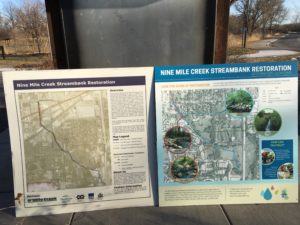 Signs describing creek restoration work at Valley Park