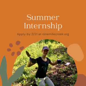 Infographic with title: Summer Internship. Picture shows a person smiling and holding a trowel.