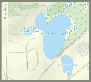 Street map of Minnetoga Lake Area