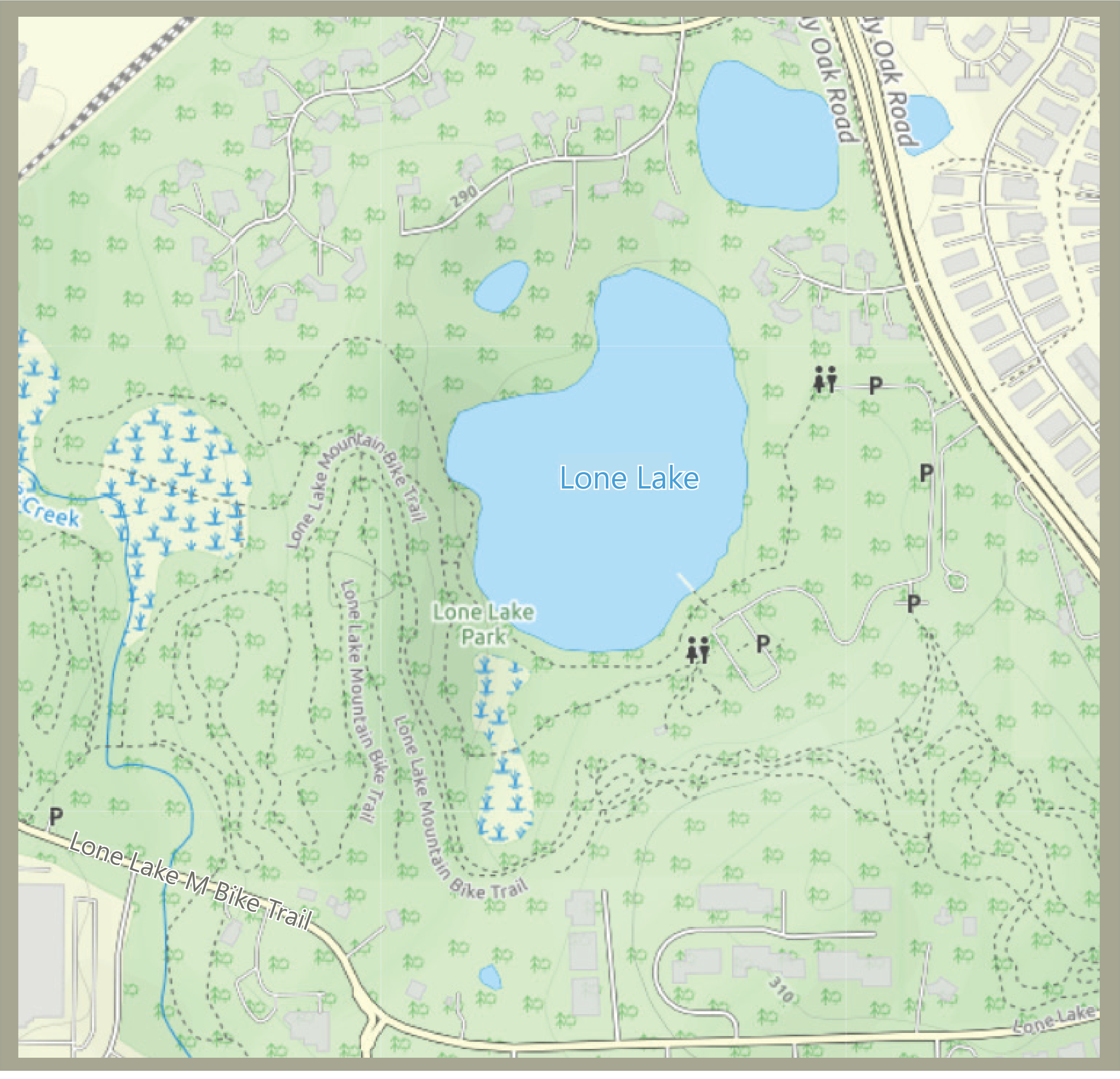 Street map of Lone Lake Area