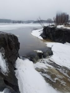 Water flows out of Normandale Lake