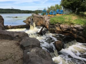 Pumping water from Normandale Lake as part of the drawdown project