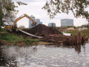 Installation of 36" bypass pipe at Normandale Lake in Bloomington for drawdown project