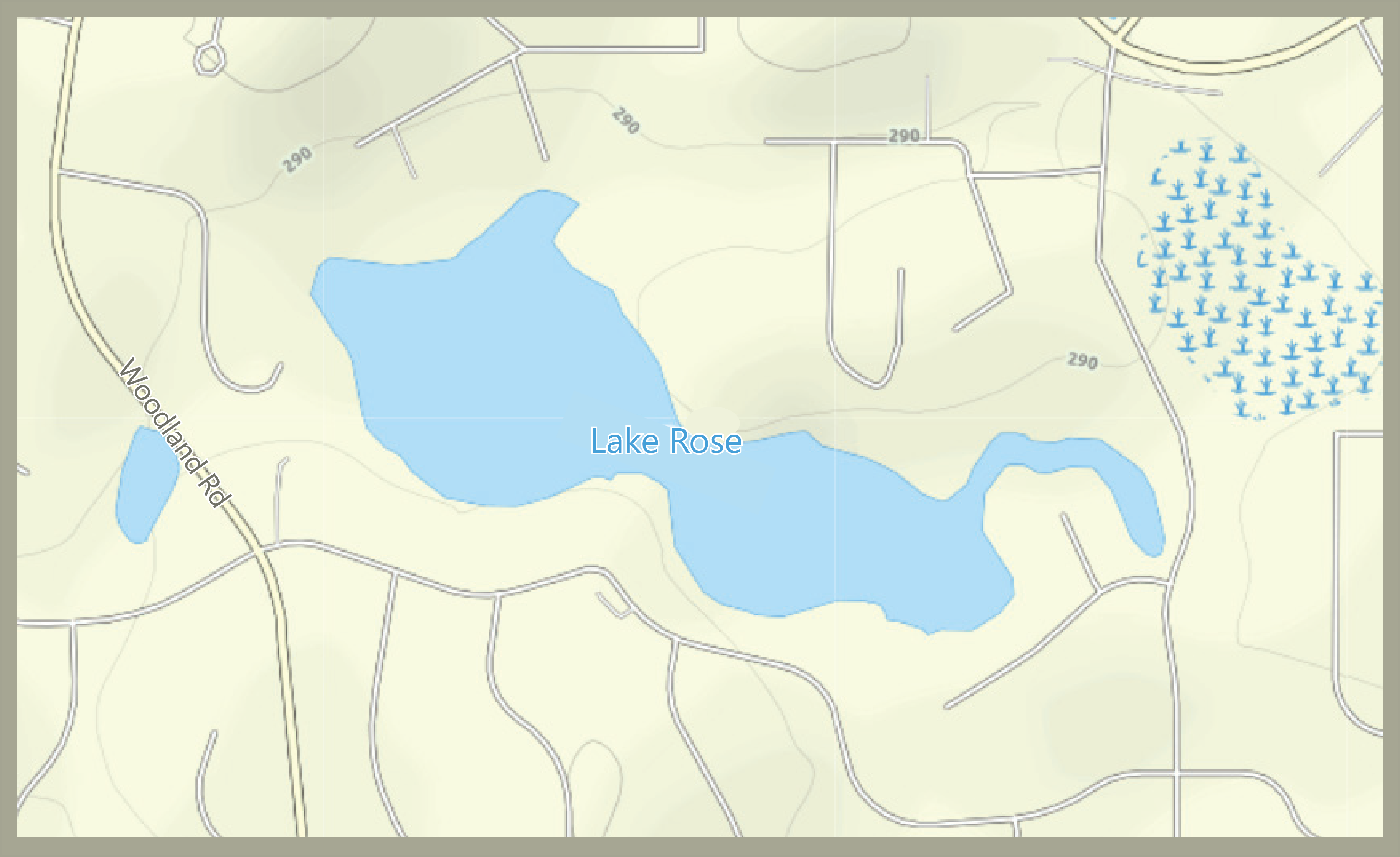 Street map of Lake Rose Area