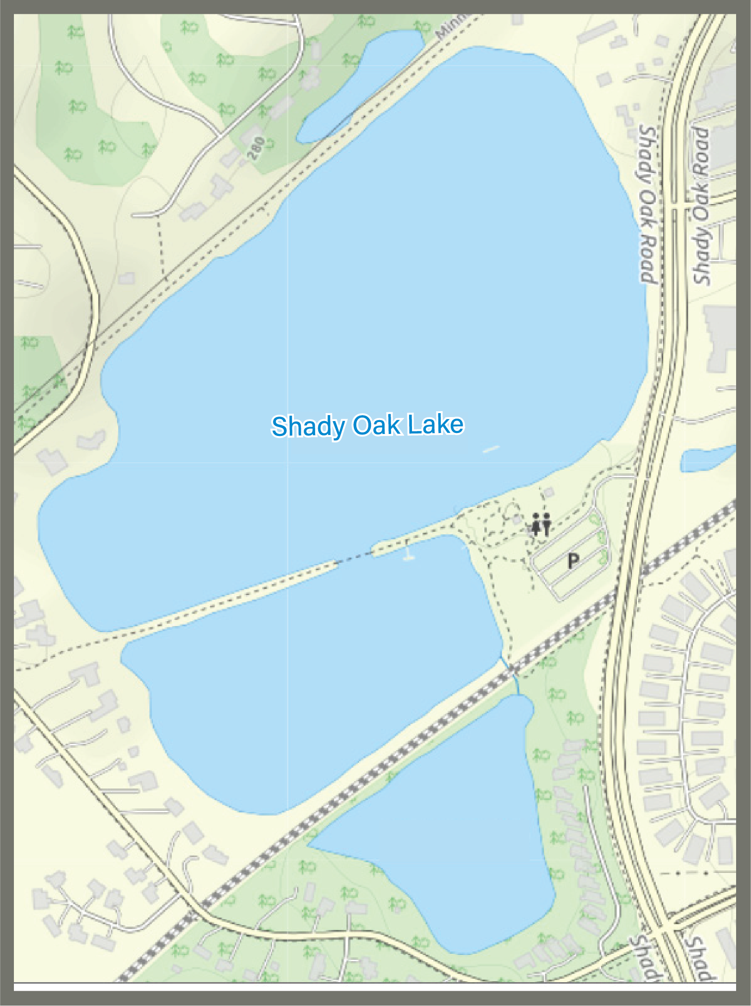 Street view map of shady oak lake