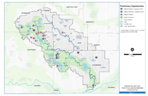 Image of watershed with wetland protection opportunities identified