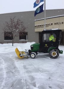 Snow Sweeper clears snow at Normandale Hills Elementary
